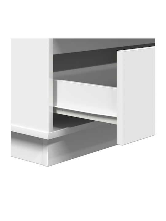 Συρταριέρα Κρεβατοκάμαρας White mit Glasoberfläche 71x34.5x75cm