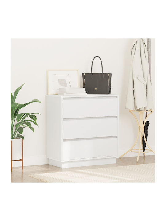 Συρταριέρα Κρεβατοκάμαρας White mit Glasoberfläche 71x34.5x75cm