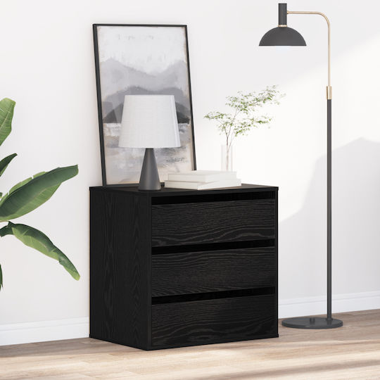 Συρταριέρα Κρεβατοκάμαρας mit 3 Schubladen Black Oak 60x41x58cm