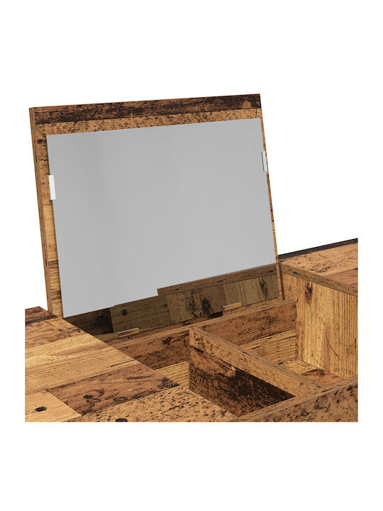 Masă De Toaletă De Podea Din Lemn Maro Cu Oglindă 100x45x76cm