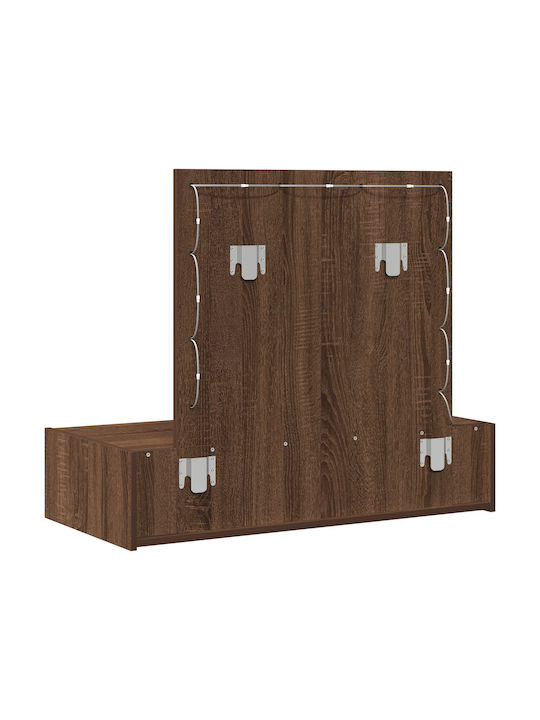 Wandmontierte Schminktisch aus Massivholz Braune Eiche mit Spiegel 40x40x70cm