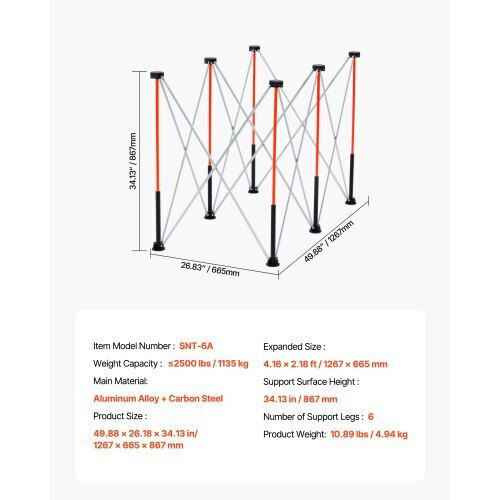 Vevor Portable Folding Workstand 1267 X 665 Mm Collapsible Work Stand 1135 Kg
