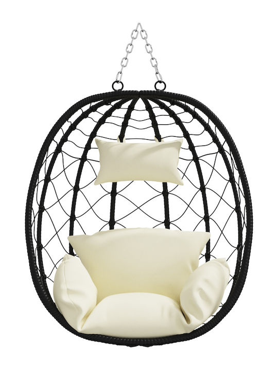Garten & Veranda Schaukel mit Basis und Kissen Sessel Metallisch Beige L105xB95xH195cm