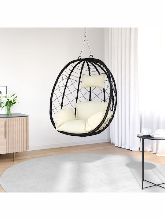 Garten & Veranda Schaukel mit Basis und Kissen Sessel Metallisch Beige L105xB95xH195cm