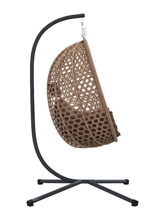 Rattan Swing Nest with Stand Brown L104xW100xH191cm