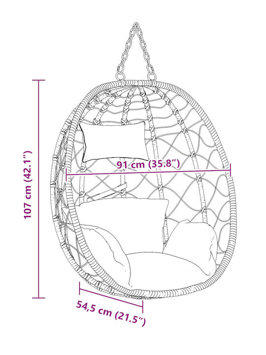 Κούνια Φωλιά με Βάση και Μαξιλάρι Rattan Καφέ Μ105xΠ95xΥ195cm