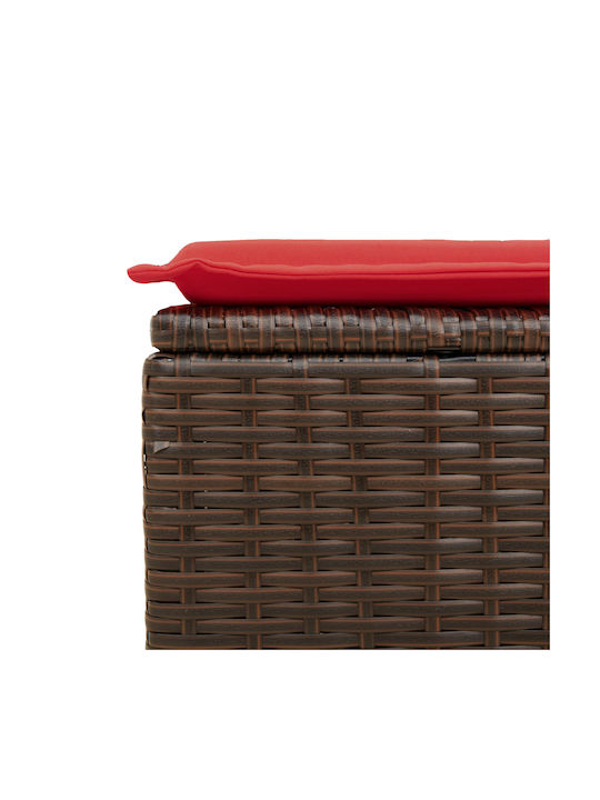 Gartenhocker Würfel Außeneinsatz Rattan mit Braunen Kissen 55x55x37cm