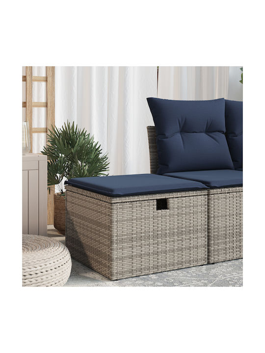 Gartenhocker Würfel Außeneinsatz Rattan mit Grau Kissen 55x55x37cm