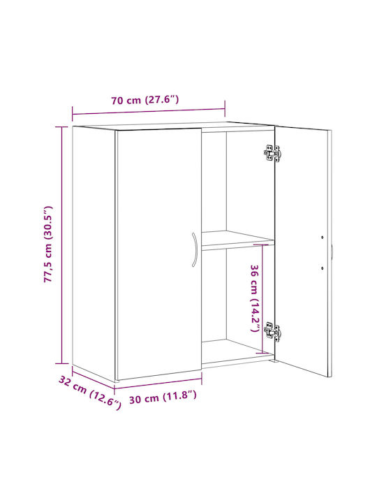 Cabinet de Birou Negru 60x32x77.5cm