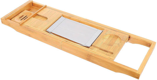 Likesmart Raft De Baie Din Bambus Suport Pentru Tabletă Carte Suport Pentru Telefon Suport Pentru Pahar 75-112 Cm Lemn