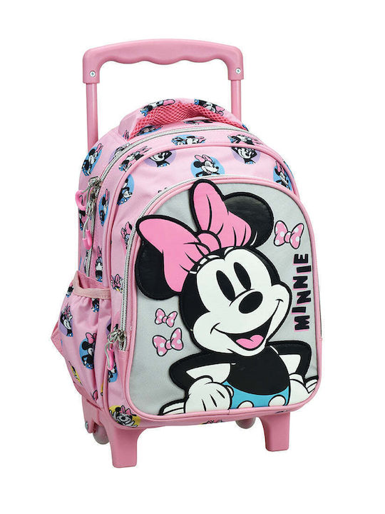 Gim Minnie School Bag Trolley Kindergarten Pink with Water Bottle Holder 12Liters
