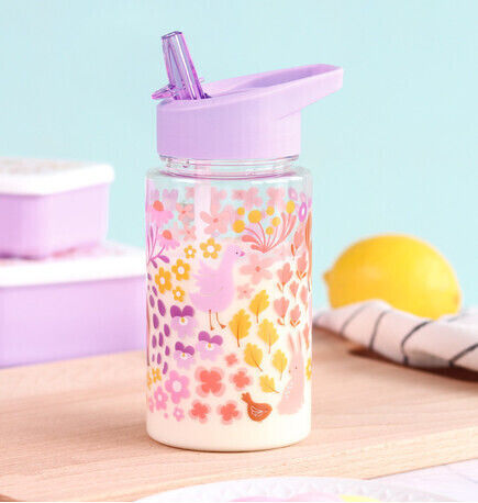 A Little Lovely Company Plastic Kids Water Bottle with Straw Tritan 450ml