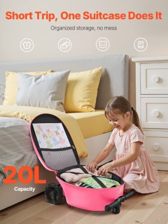 Vevor Kids Cabin Travel Suitcase Pink with 4 Wheels