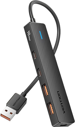 Vention USB 3.2 Хъб 5 порта с връзка USB-A и Зарядно Порт Черен