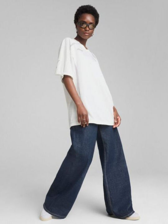 Jer-she Γυναικείο Αθλητικό Oversized T-shirt Λευκό
