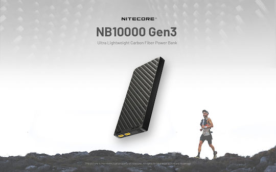 NiteCore NB10000 Gen3 Power Bank 10000mAh με 2 Θύρες USB-C Quick Charge Μαύρο