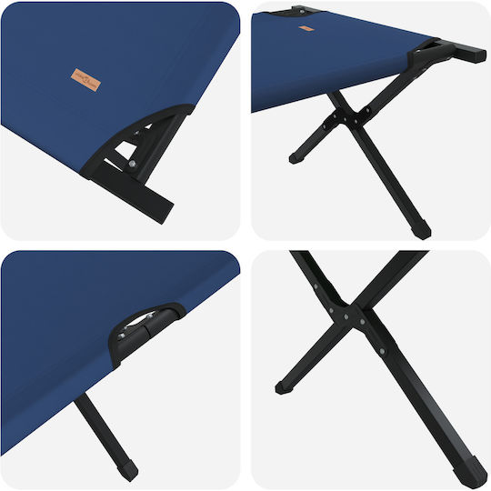 vidaXL Foldable Metallic Beach Sunbeds Blue 69x193x45cm 2pcs