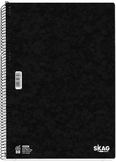 Skag Spiral Notebook Ruled A4 60 Sheets 2 Subjects Basic Black 1pcs