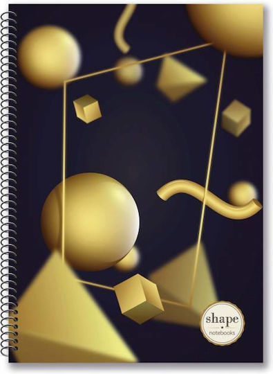 Shape Notebooks Спирал Тетрадка На райета B5 60 Листа 2 Теми Shape Spheres 1бр (Различни цветове)