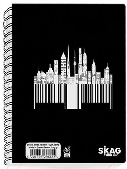 Skag Spiral Notebook Ruled A6 60 Sheets Black And White 1pcs (Μiscellaneous Designs)