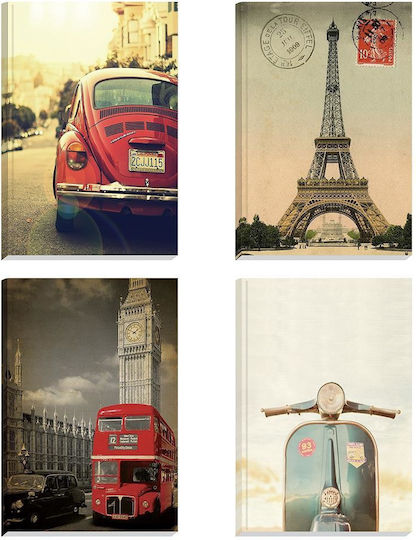 Next Notebook Ruled B5 4 Subjects Vintage 1pcs (Μiscellaneous Designs/Colors)