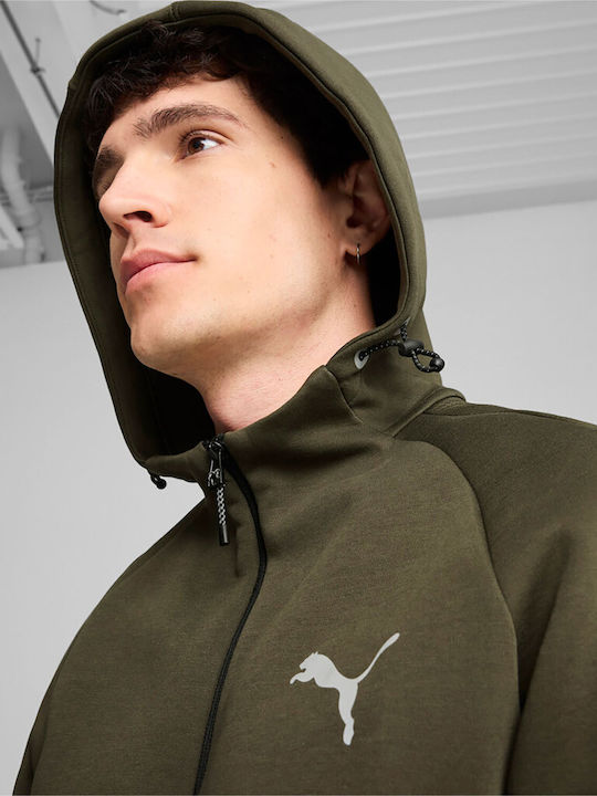 Evostripe Cardigan With Hood Khaki