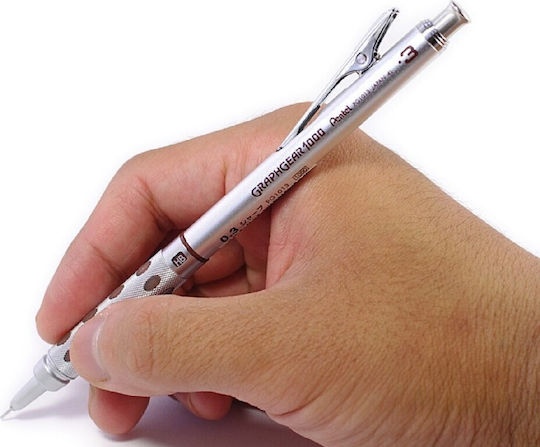 Pentel Graphgear 1000 Mechanical Pencil for Drawing Metallic 1pcs Silver