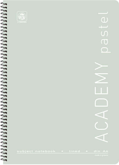 Typotrust Spiral Notebook Blank 60 Sheets 4 Subjects Academy Pastel 1pcs (Μiscellaneous Designs/Colors)