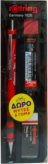Rotring Tikky Mechanical Pencil for Drawing 3pcs Red 2Β