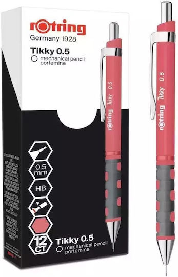 Rotring Tikky Μηχανικό Μολύβι 0.5mm με Γόμα Κατάλληλο για Σχέδιο 1τμχ Ροζ