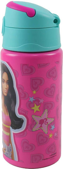 Gim Barbie Kids Water Bottle Barbie Aluminium with Straw 500ml