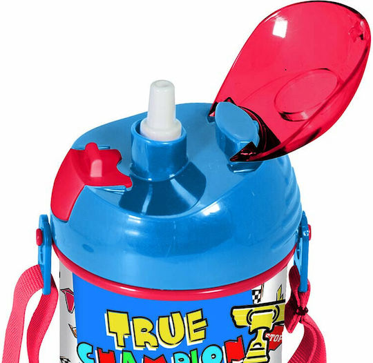 Gim Pop Up Пластмасова Детска Бутилка За Вода Gorjuss със Сламка Многоцветна 450ml