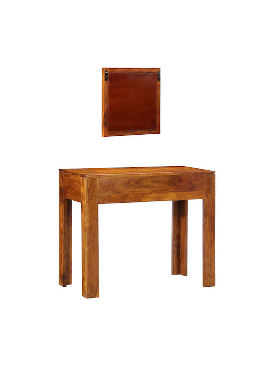 Bodenstehende Schminktisch aus Massivholz Braune Massivholz mit Spiegel 90x45x75cm