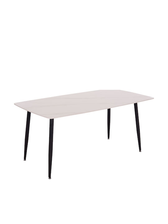 Raven Tisch Speisesaal White Marble-black 160x80x74cm