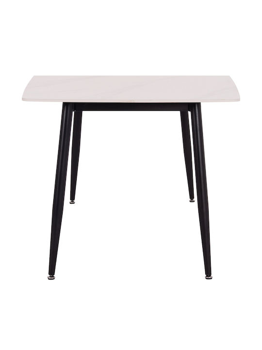 Raven Tisch Speisesaal White Marble-black 160x80x74cm