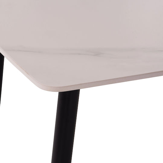 Raven Masă Sala de mese White Marble-black 160x80x74buc