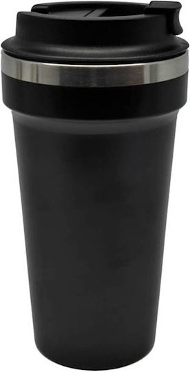 Ankor Ποτήρι Θερμός Ανοξείδωτο 450ml Μαύρο με Επιστόμιο