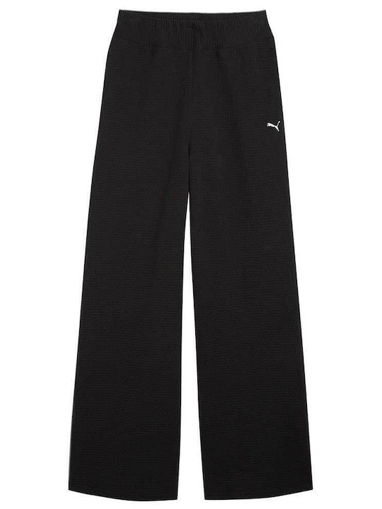 Studio Textured Hohe Taille Jogginghose Black