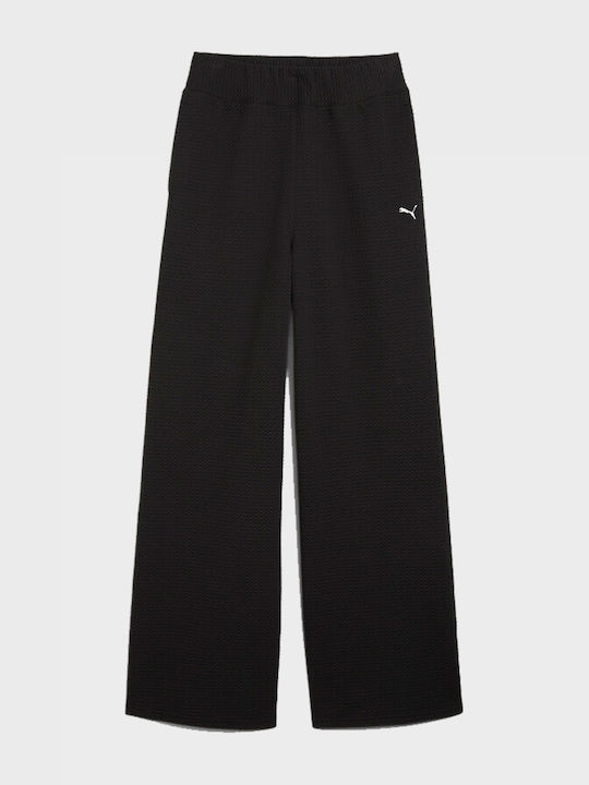 Studio Textured Hohe Taille Jogginghose Black