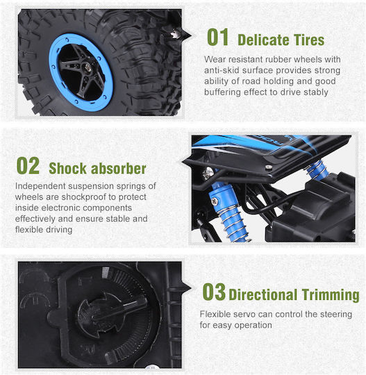 Mașină Teleghidate Likesmart Crawler Monster Control de la Distanță 4x4 Tracțiune Off-road Lungime 27 Cm Albastru