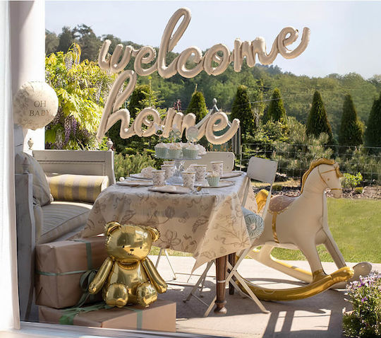 Foil Balloon Letters Welcome Home Beige 335x71 cm
