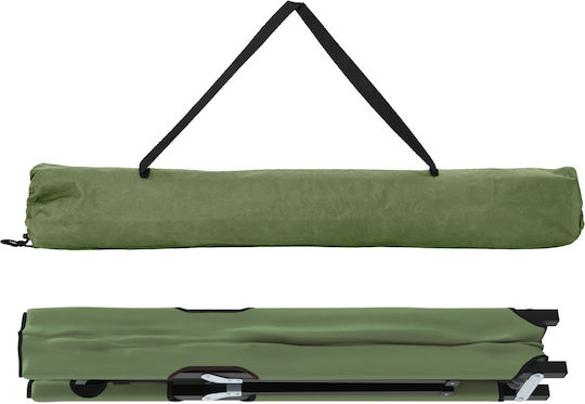 vidaXL Șezlong de plajă Verde Pliere Oțel 74x208x48cm