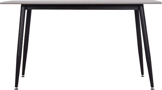 Raven Tisch Speisesaal Grey Marble-black Metal 140x80x74cm