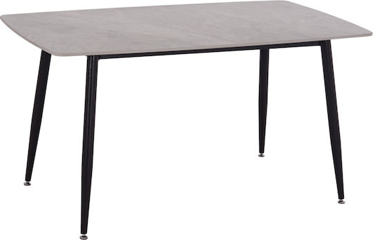 Raven Tisch Speisesaal Grey Marble-black Metal 140x80x74cm