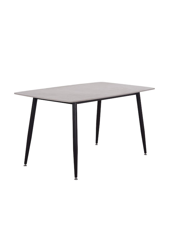 Raven Tisch Speisesaal Grey Marble-black Metal 140x80x74cm