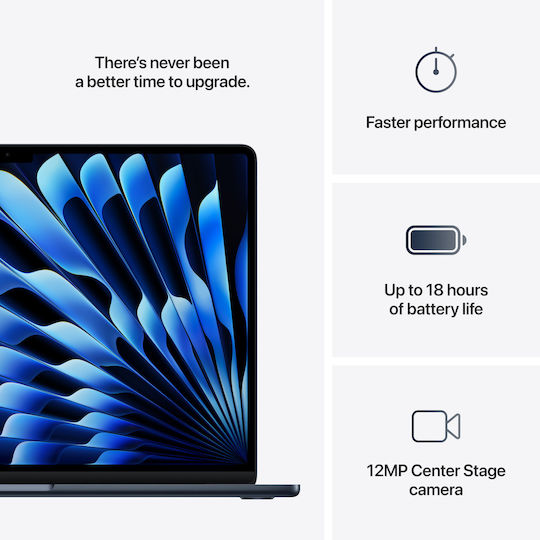 Apple MacBook Air 15.3" IPS Retina Display (M4-10-Core/16GB/256GB SSD/8-Core GPU) 70W Midnight (International English Keyboard)