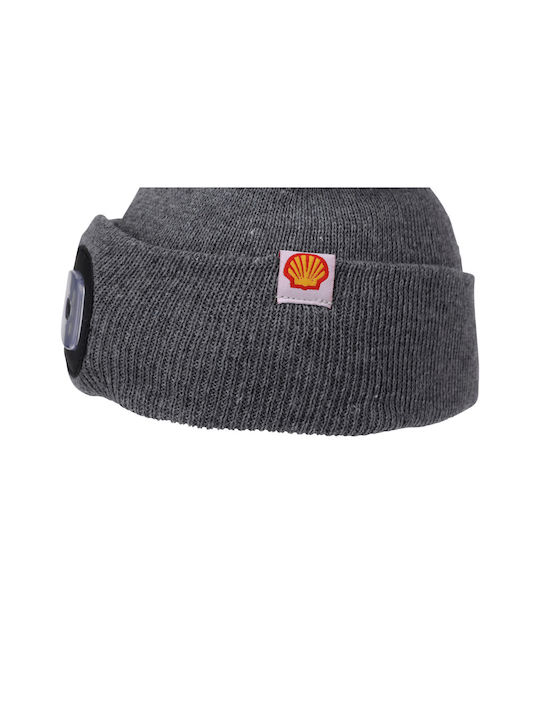 Σκουφάκι Beanie Shell Cy5300350 Φως Led Ακρυλικό Πολυέστερ 20x21cm Γκρι 4 Led Υφαντή Ετικέτα Προσαρμοσμένο Λογότυπο Cy5300350