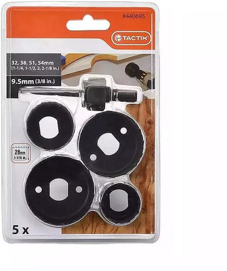Tactix Set de ferăstraie cu găuri HSS cu diametru între 32mm și 54mm pentru Lemn, Metal și Plastic