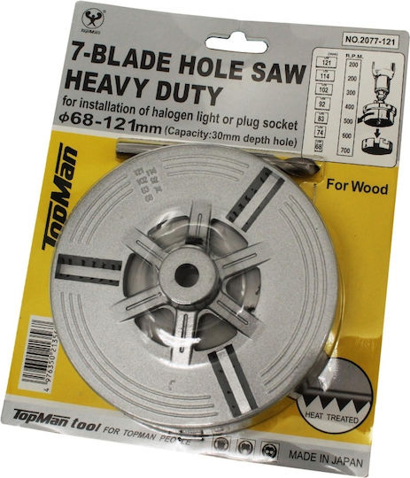 TopMan Set Lochsägen mit Durchmesser von 68mm bis 121mm für Holz und Kunststoff