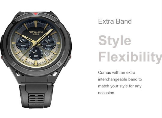 HiFuture Active 54mm Αδιάβροχο Smartwatch με Παλμογράφο (Μαύρο)